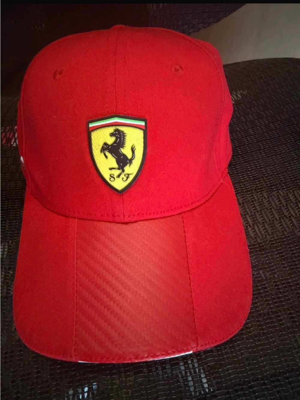 NWOT- men’s Ferrari Logo with Yellow Shield Patch classic baseball cap